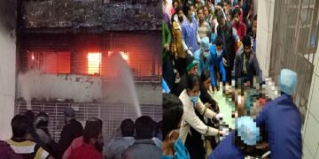 धनबाद : शक्ति मंदिर के निकट आशीर्वाद टावर में लगी भीषण आग